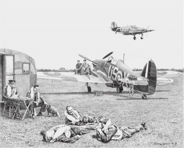 Tripulaciones del 56º Squadron, ilustración de Barry Spice