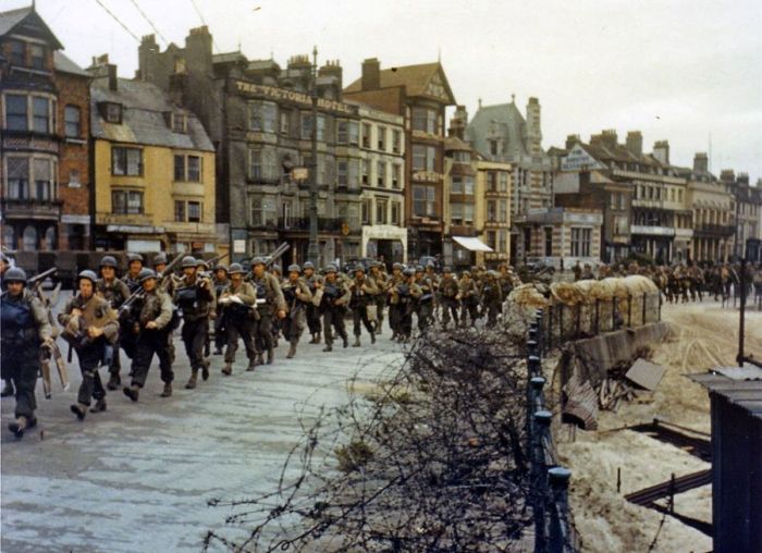 2º Batallón de Rangers listo para embarcar en Weymouth, Inglaterra para el Día D