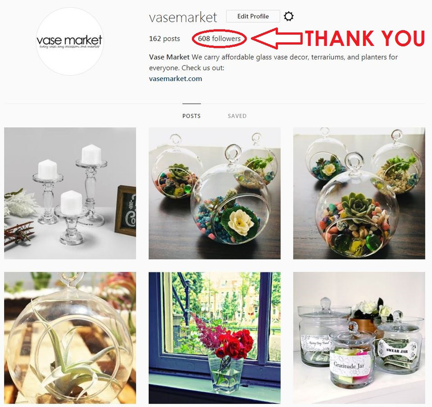 THANK YOU FOR 600 FOLLOWERS ON VASE MARKET INSTAGRAM