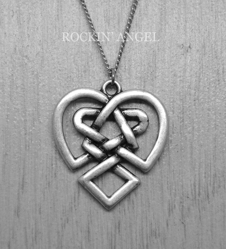 925 Antique Silver Plt Celtic Heart Knot Pendant Necklace ladies Gift