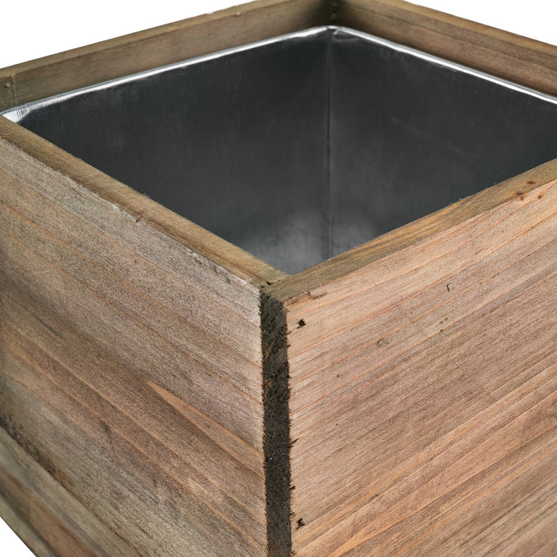 The liners are easy to remove and makes for planting in these wood boxes as easy as pie!