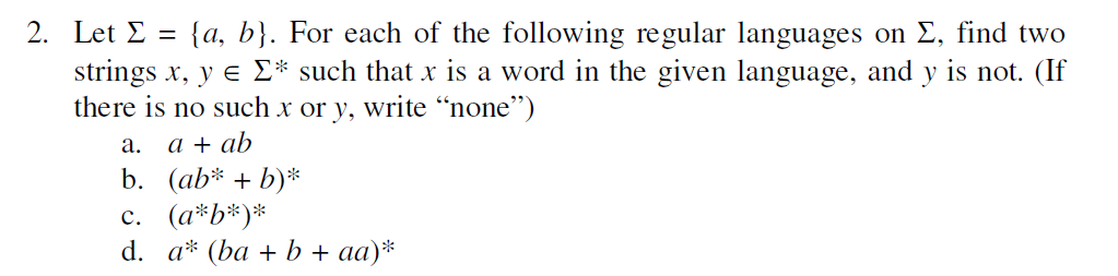 Solved 2. Let -a, B. For Each Of The Following Regular | Chegg.com